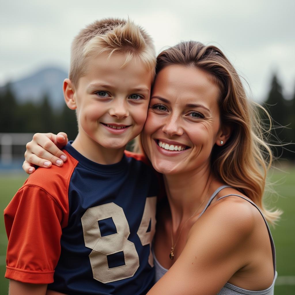 Erling Haaland with his mother