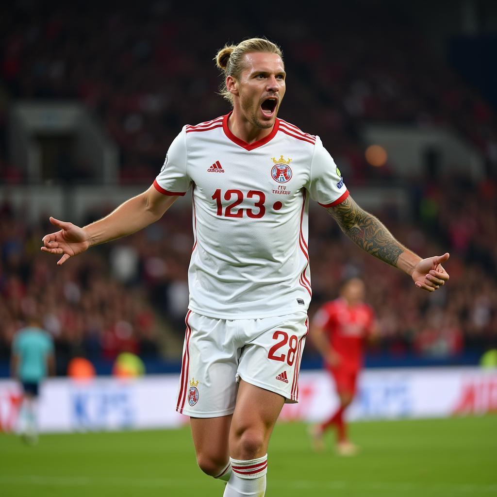 Erling Haaland celebrates a goal with his team