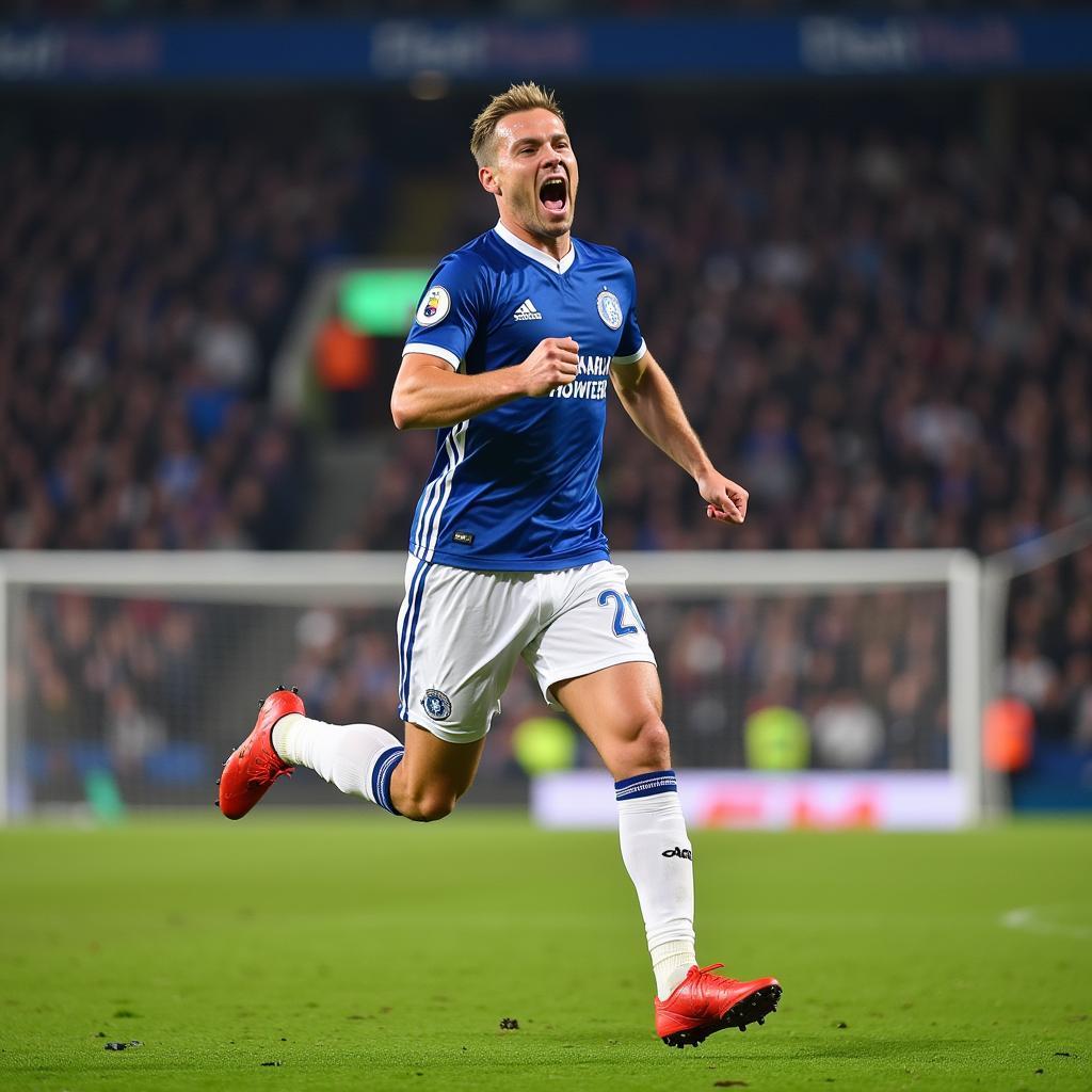 Erling Haaland celebrating a goal after scoring