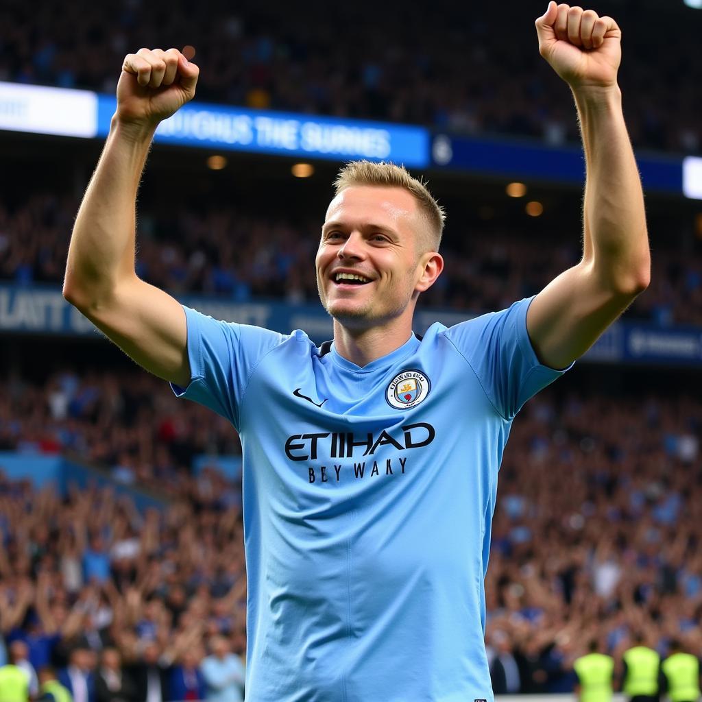 Erling Haaland celebrates a goal