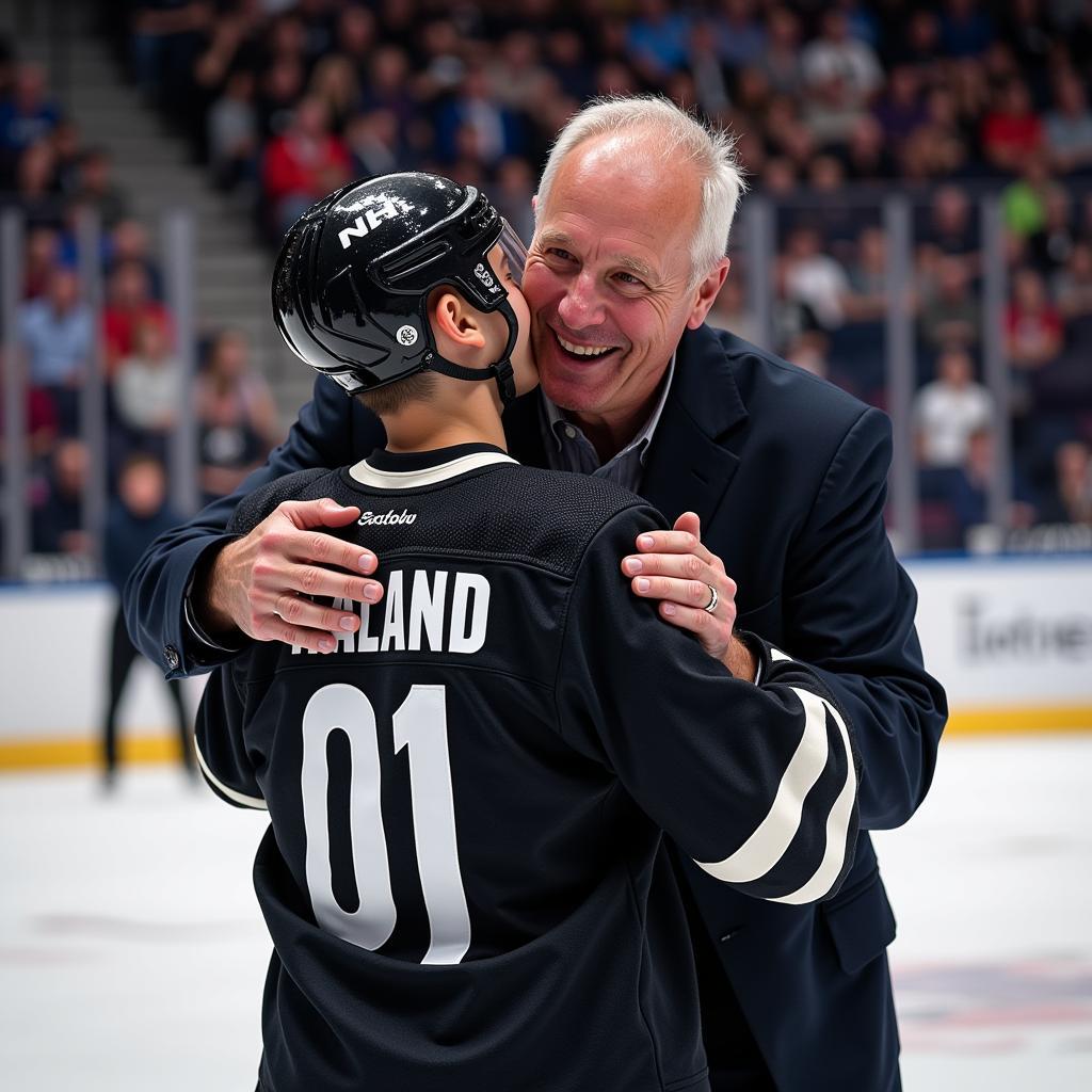 Erling Haaland sharing a celebratory moment with his father