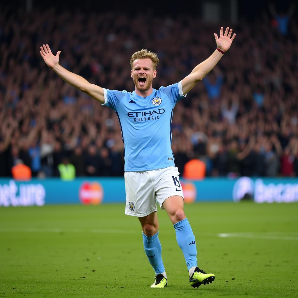 Erling Haaland celebrates scoring a goal