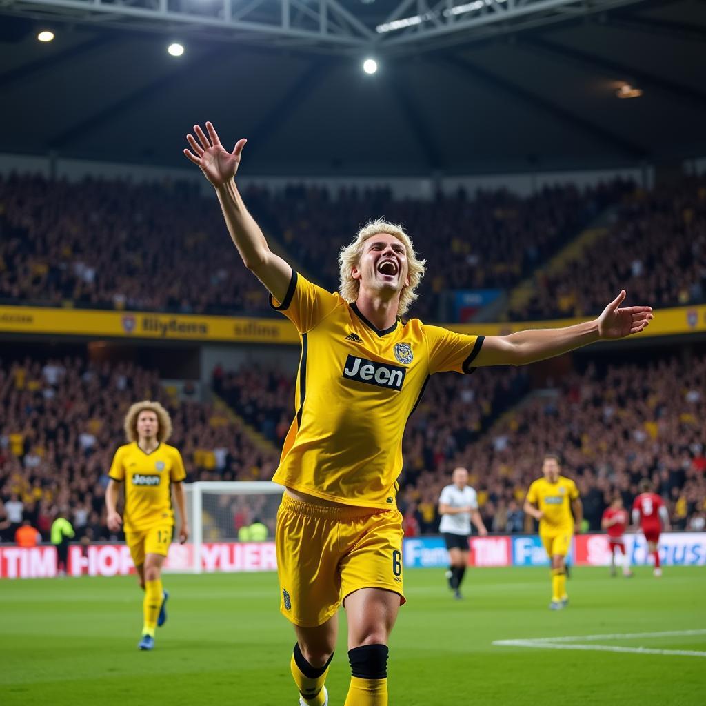 Erling Haaland celebrates after scoring a goal