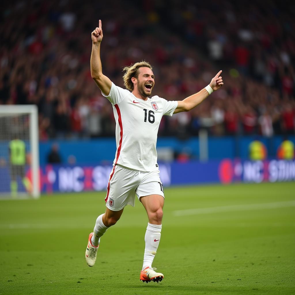 Haaland celebrates a goal for his team