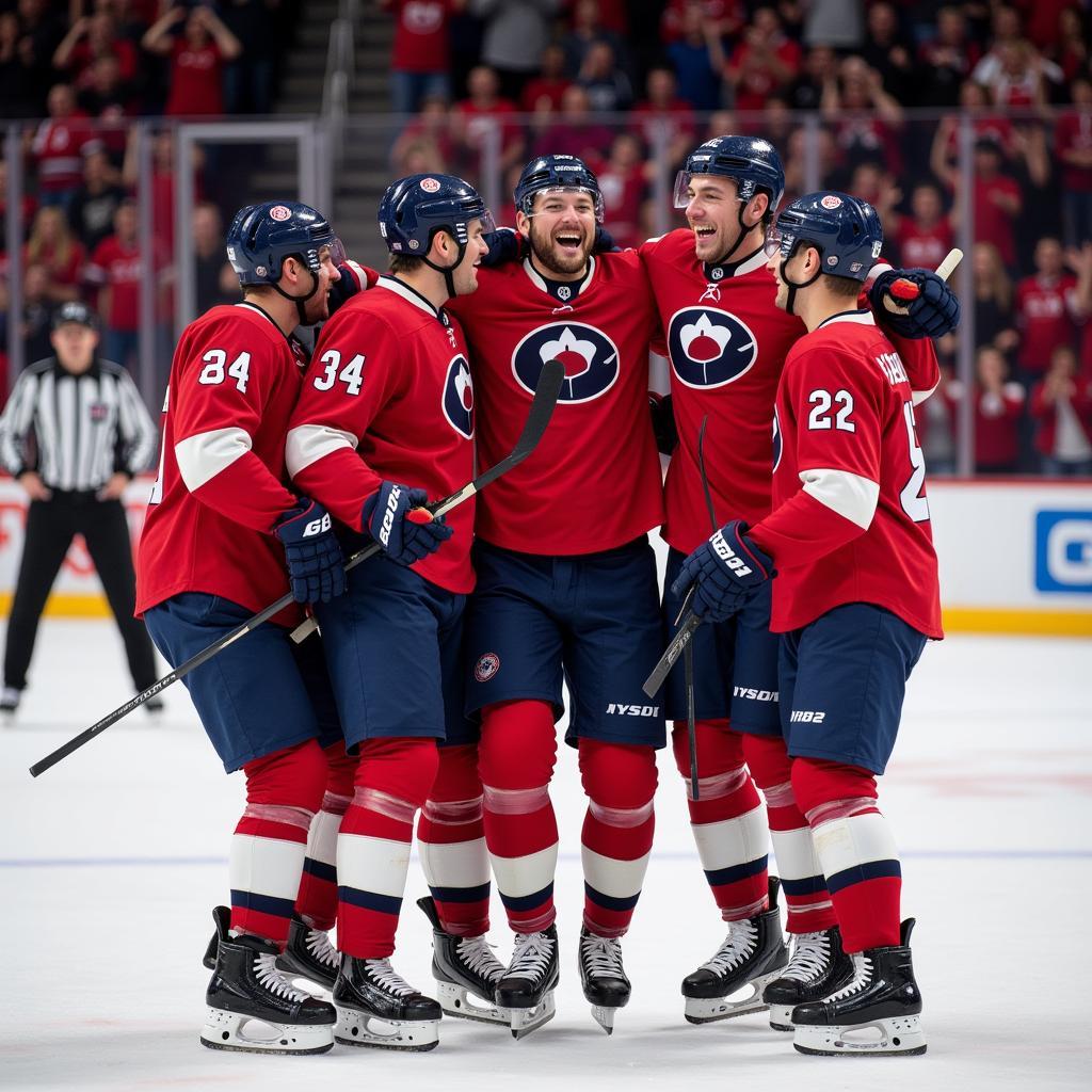 Erling Haaland celebrating a goal with teammates