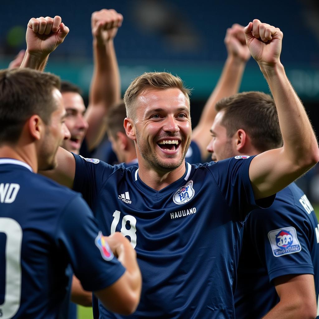 Erling Haaland celebrates a goal