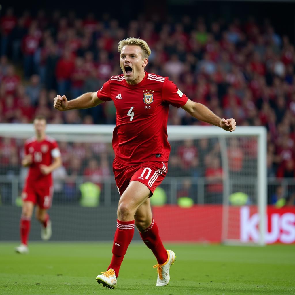 Erling Haaland celebrating a goal