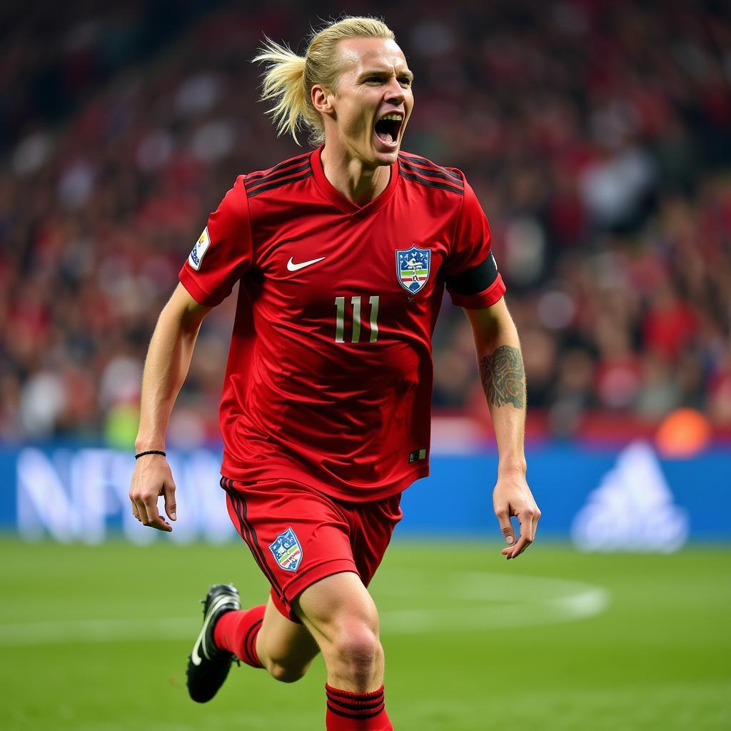 Erling Haaland celebrates after scoring a goal