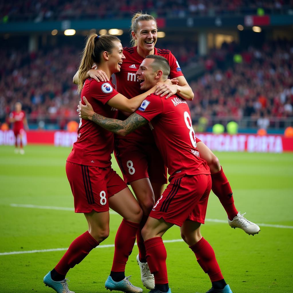 Erling Haaland celebrating a goal with teammates