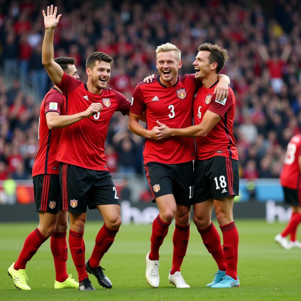 Erling Haaland Celebrates a Goal with Teammates