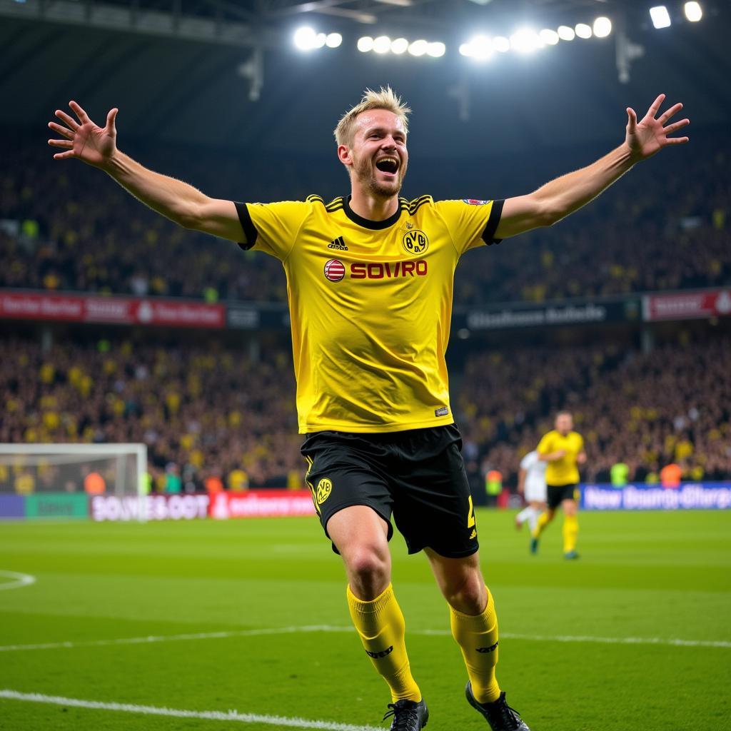 Erling Haaland Celebrating a Goal for Dortmund