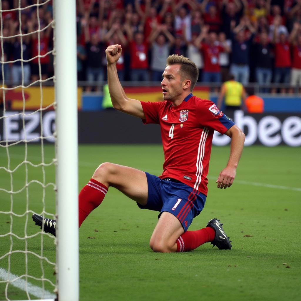 Erling Haaland celebrating a goal for Norway