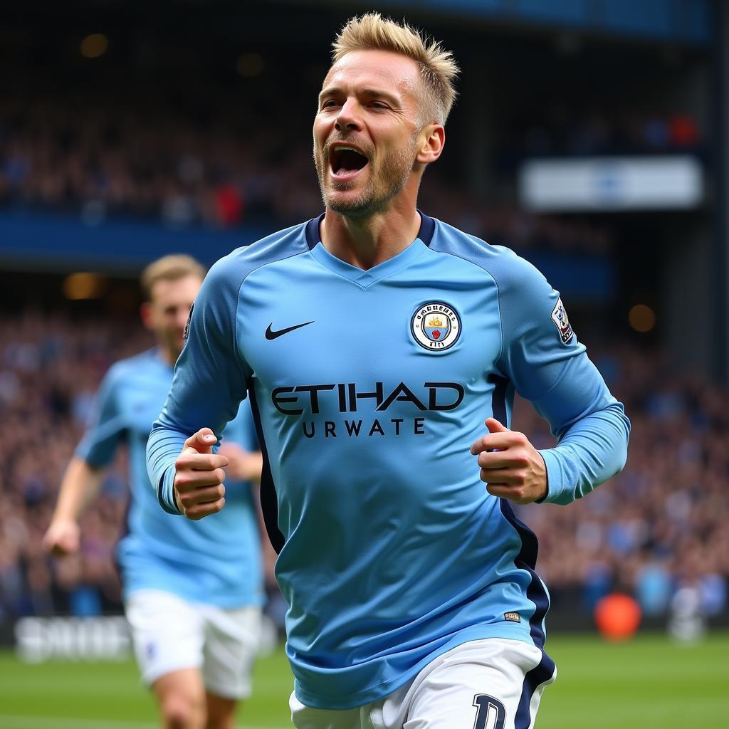 Erling Haaland celebrating a goal for Manchester City