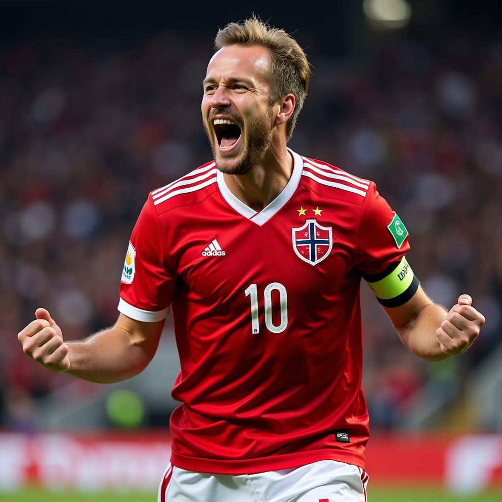 Erling Haaland celebrates a goal for Norway