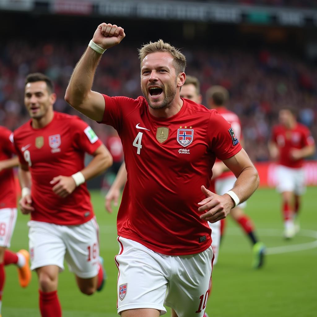 Erling Haaland celebrating a goal for Norway