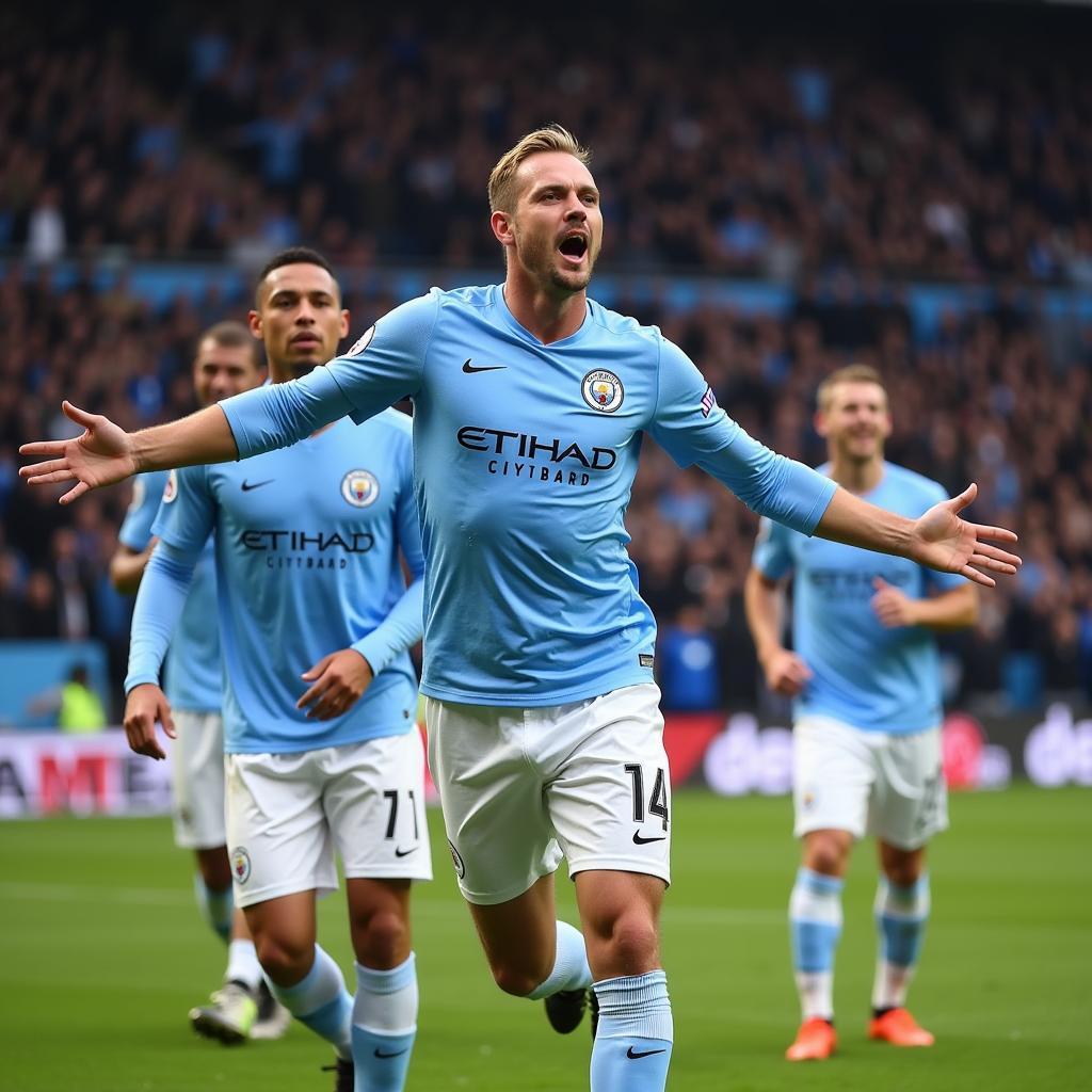 Erling Haaland celebrating a goal in the Premier League