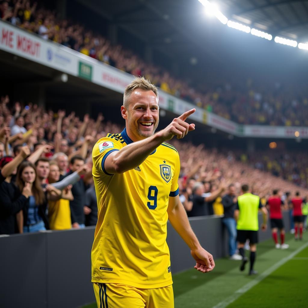 Erling Haaland Celebrating Goal with Fans