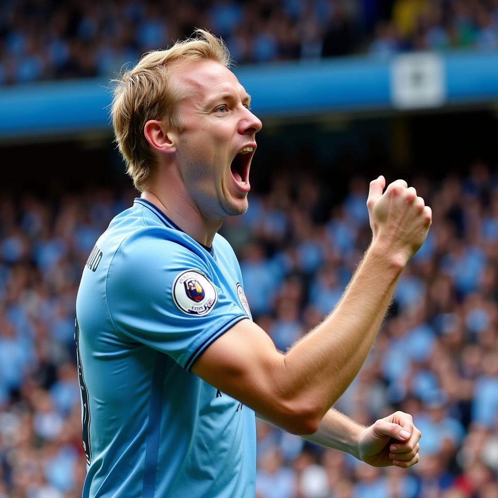 Erling Haaland celebrates a goal