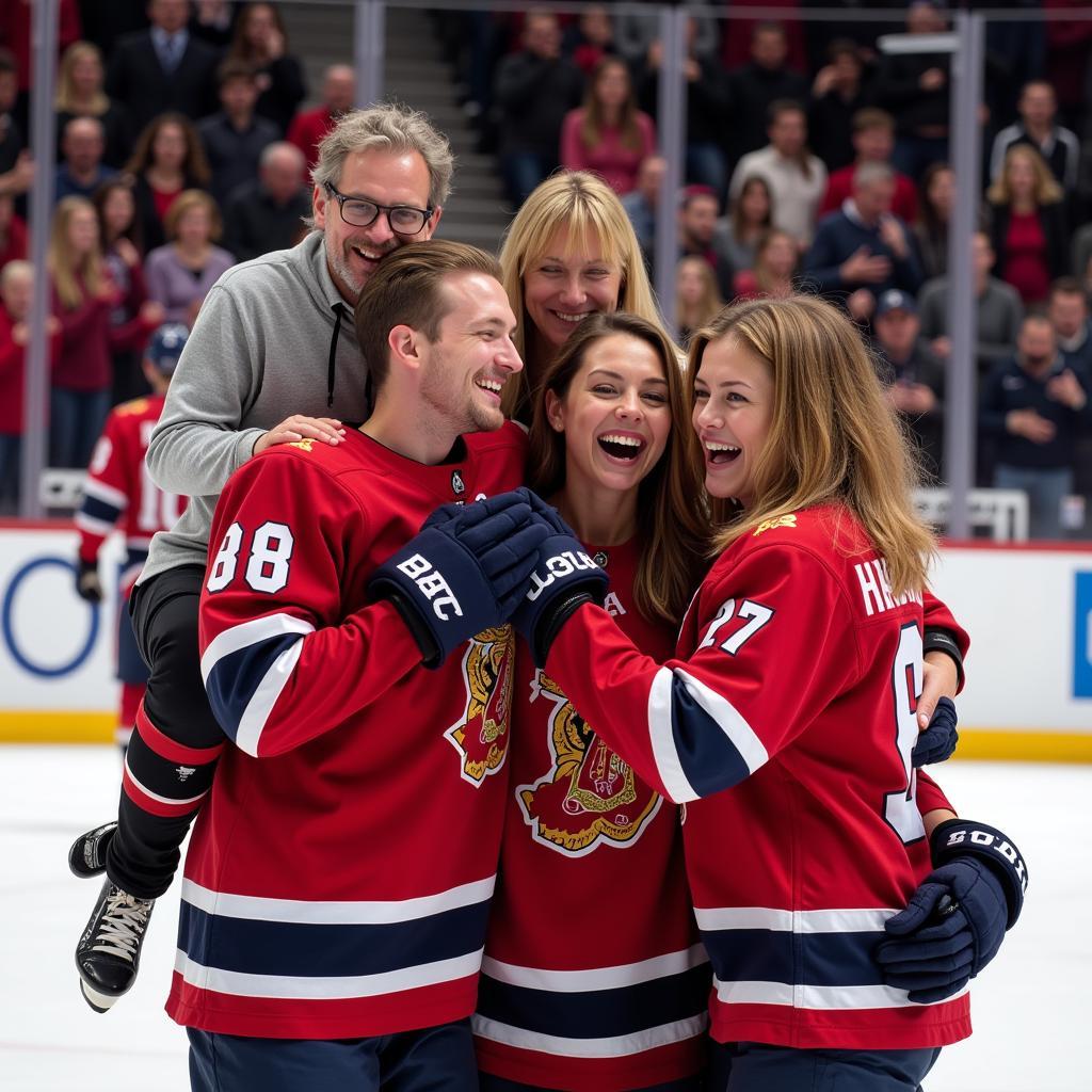 Erling Haaland celebrating a goal with his family