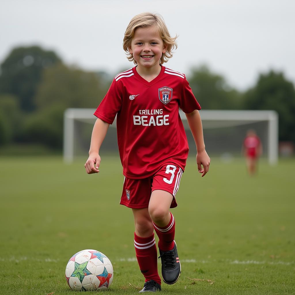 Erling Haaland in his youth Bryne FK kit