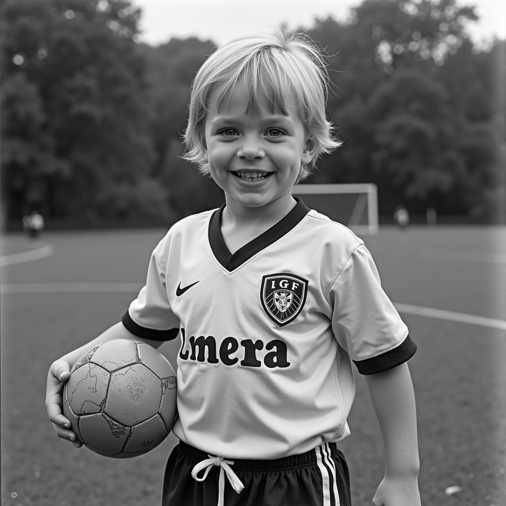 Erling Haaland as a child in a Leeds United jersey