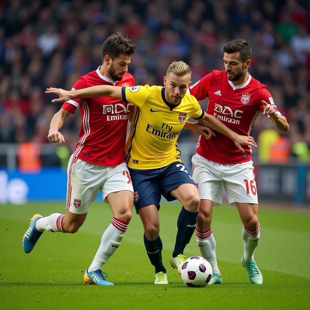 Erling Haaland marked tightly by opposing defenders