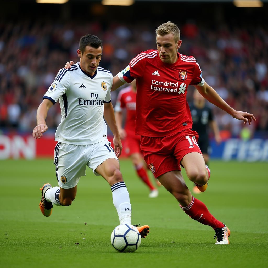 Erling Haaland dribbling past a defender