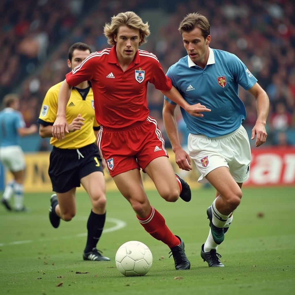 Erling Haaland dribbling past a defender