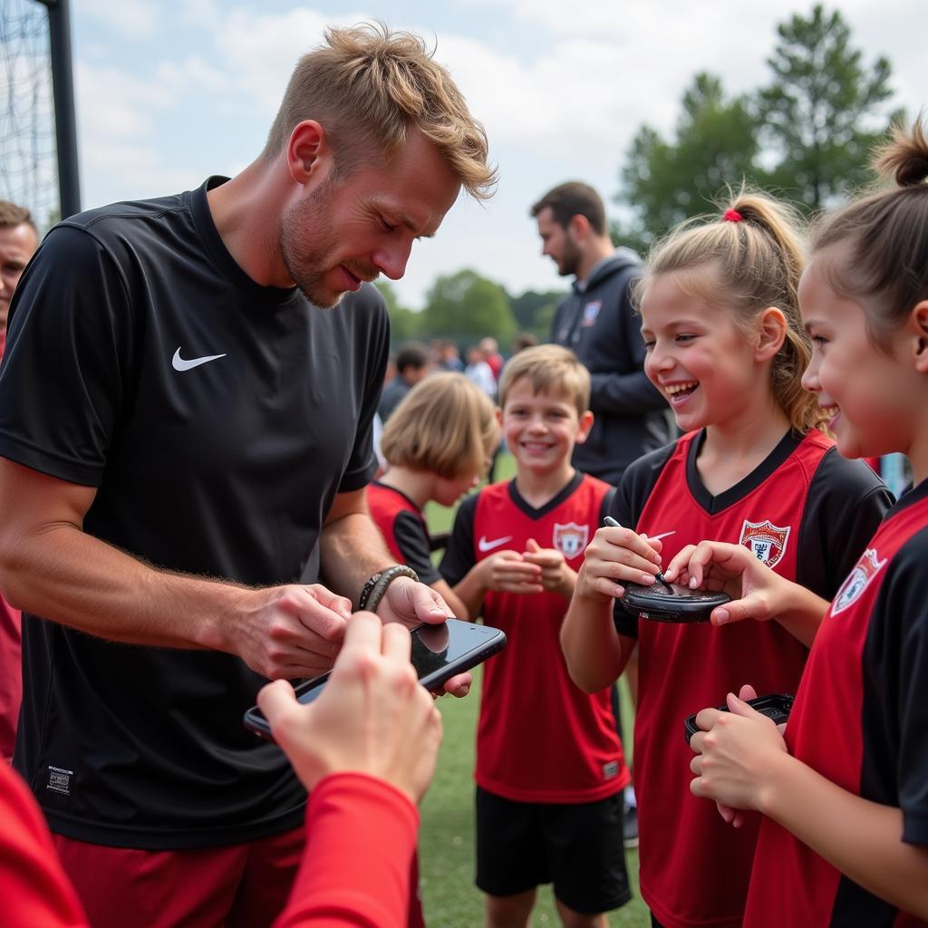 Erling Haaland interacting with fans