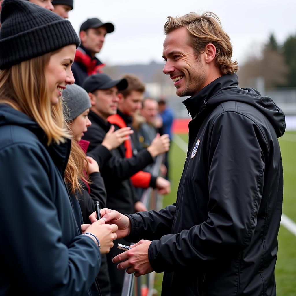 Erling Haaland interacting with fans