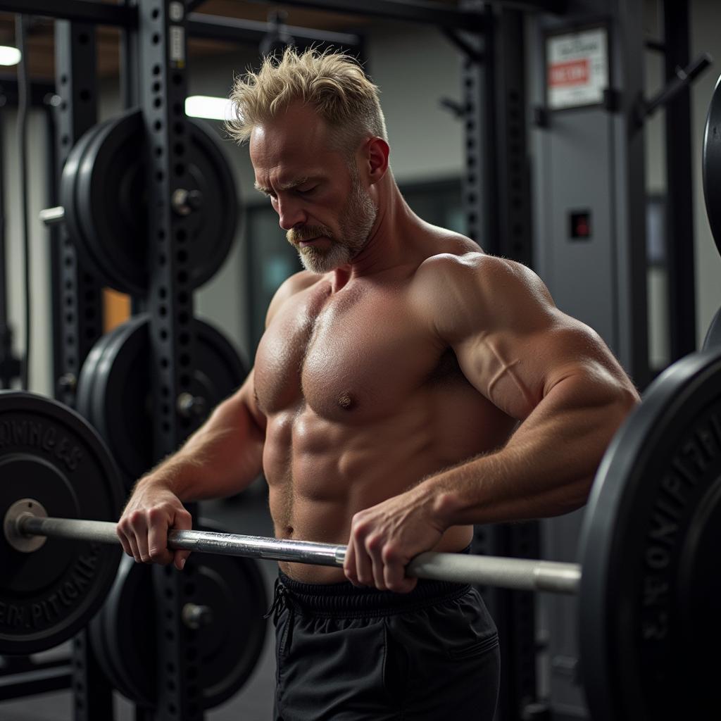 Erling Haaland working out in the gym