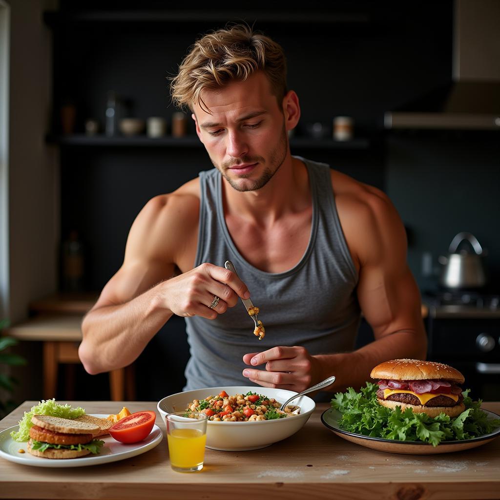 Erling Haaland enjoying a healthy meal.