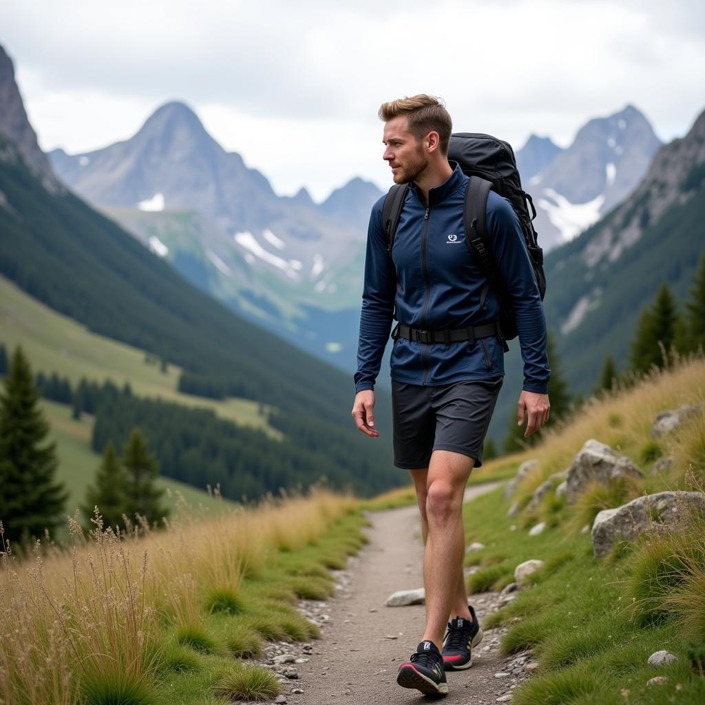 Erling Haaland hiking in the Norwegian mountains