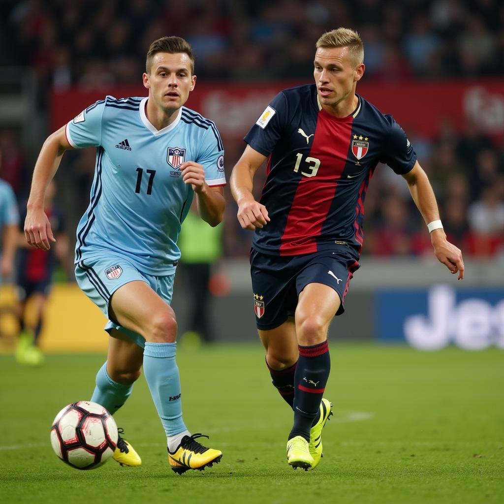 Erling Haaland dribbling past a defender