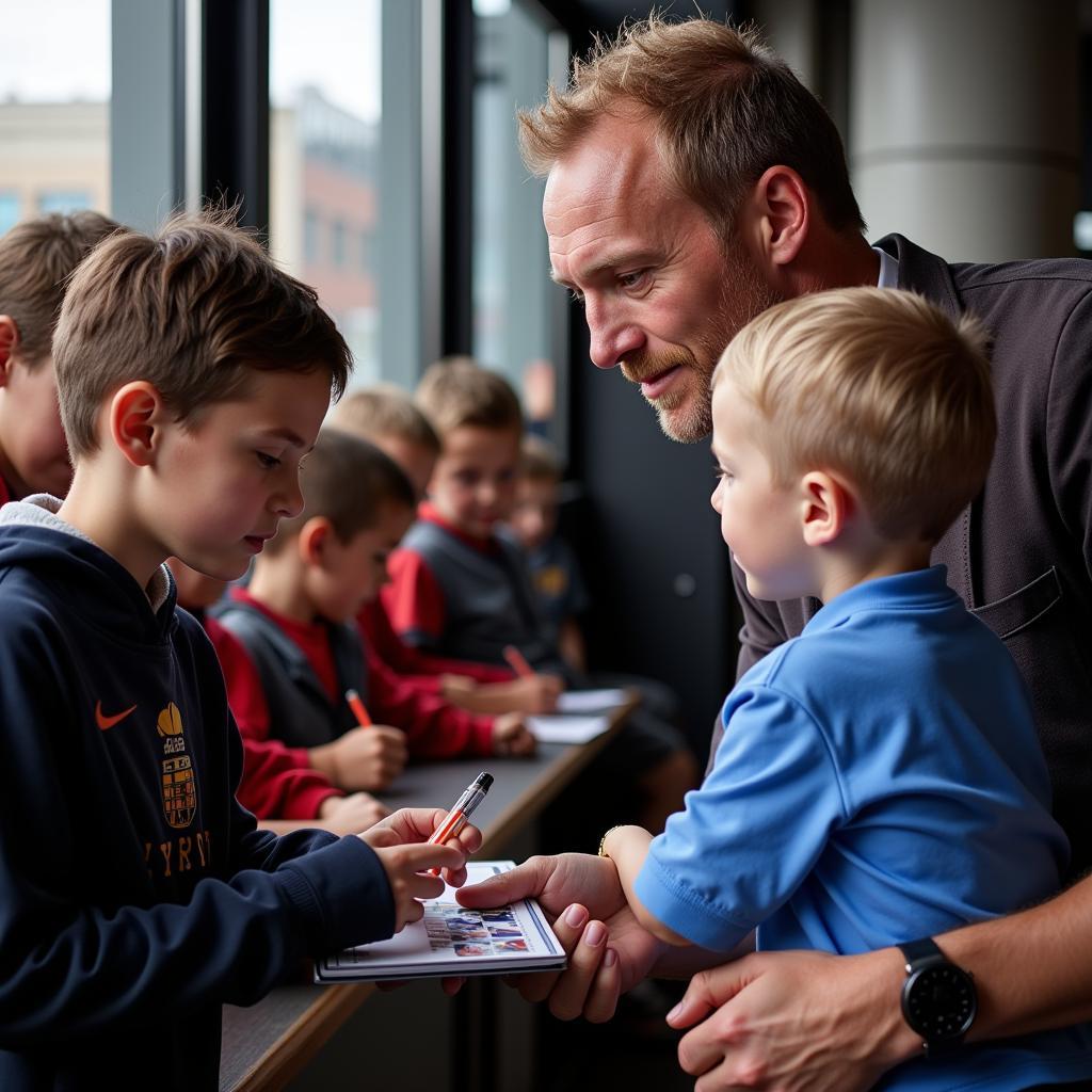 Erling Haaland interacting with young fans