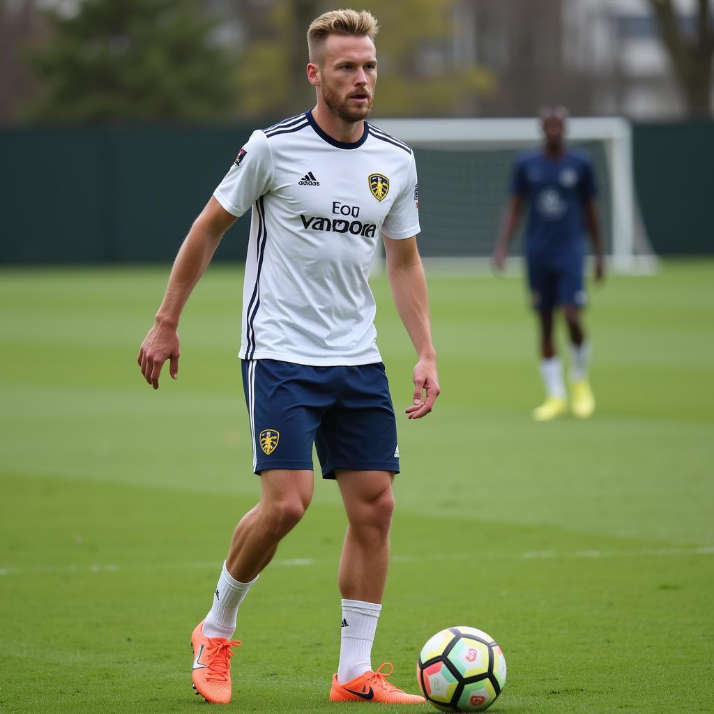 Erling Haaland training in Leeds United shorts