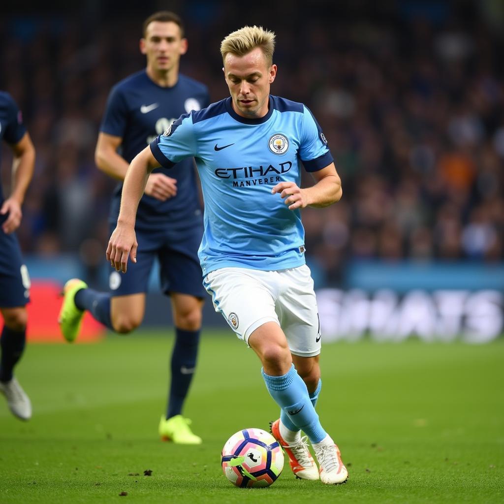 Erling Haaland playing for Manchester City