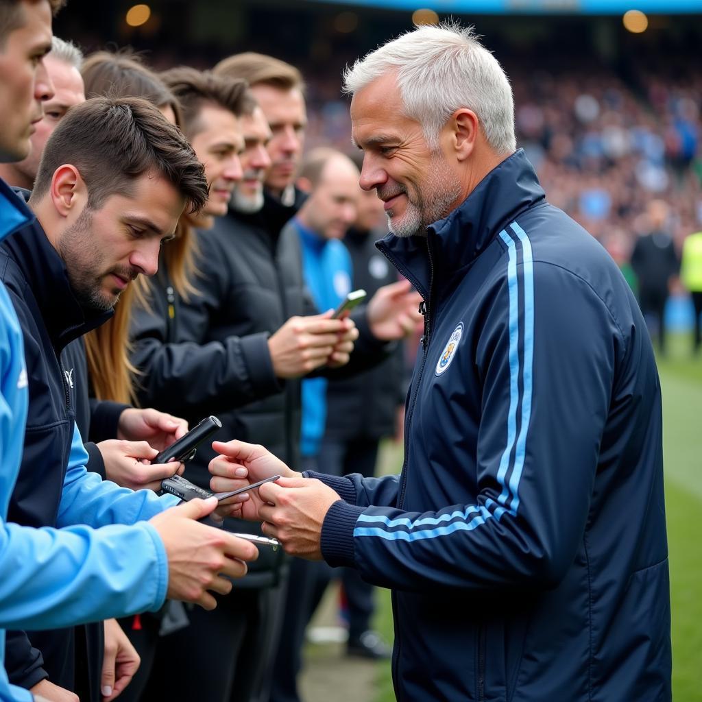 Erling Haaland interacts with Man City fans