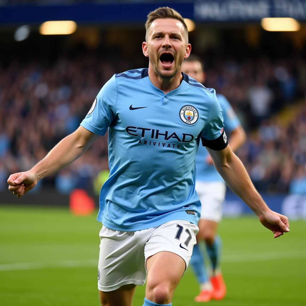 Haaland celebrates a goal for Manchester City