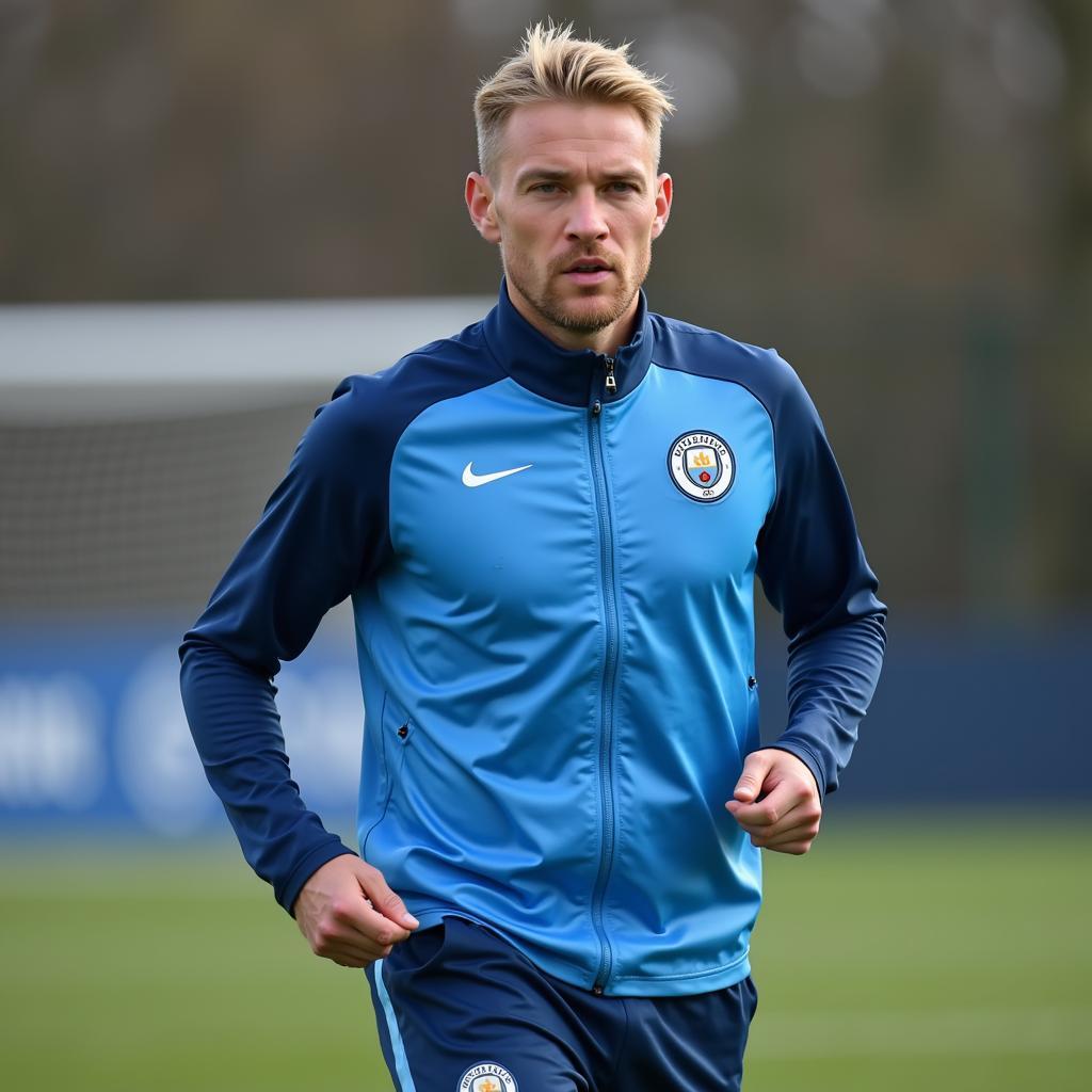 Erling Haaland trains with Manchester City.