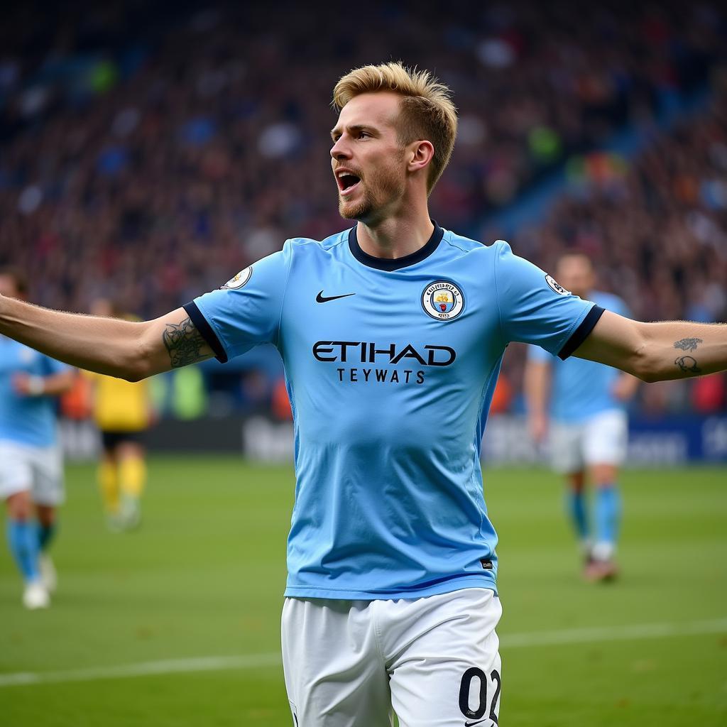 Erling Haaland celebrating a goal for Manchester City