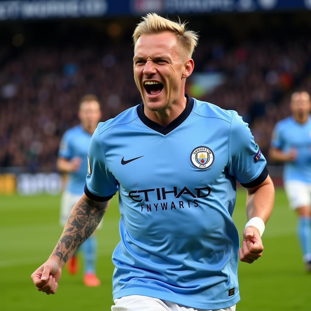 Erling Haaland celebrating a goal for Manchester City