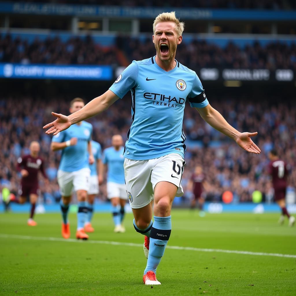 Erling Haaland playing for Manchester City