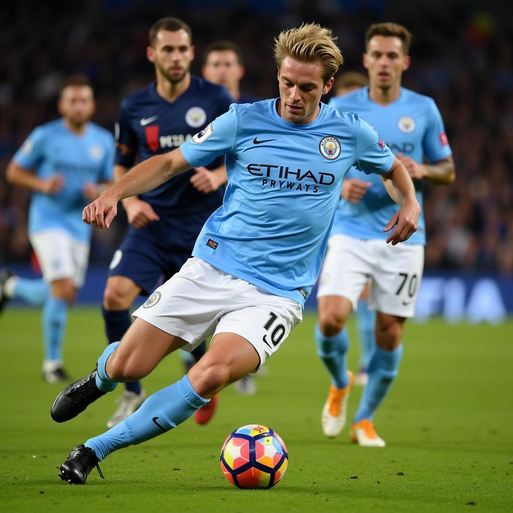 Erling Haaland playing for Manchester City