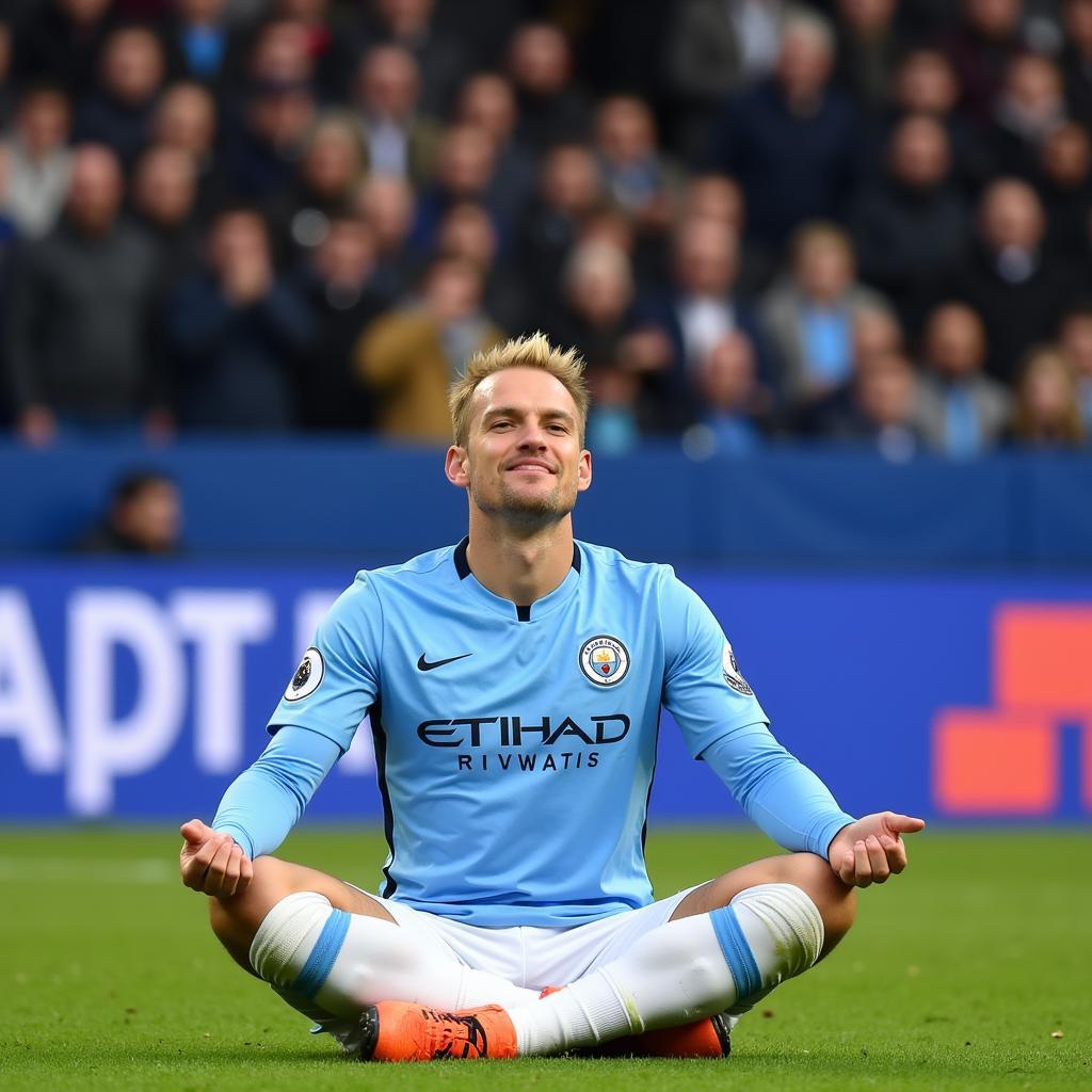 Erling Haaland celebrates a goal for Manchester City