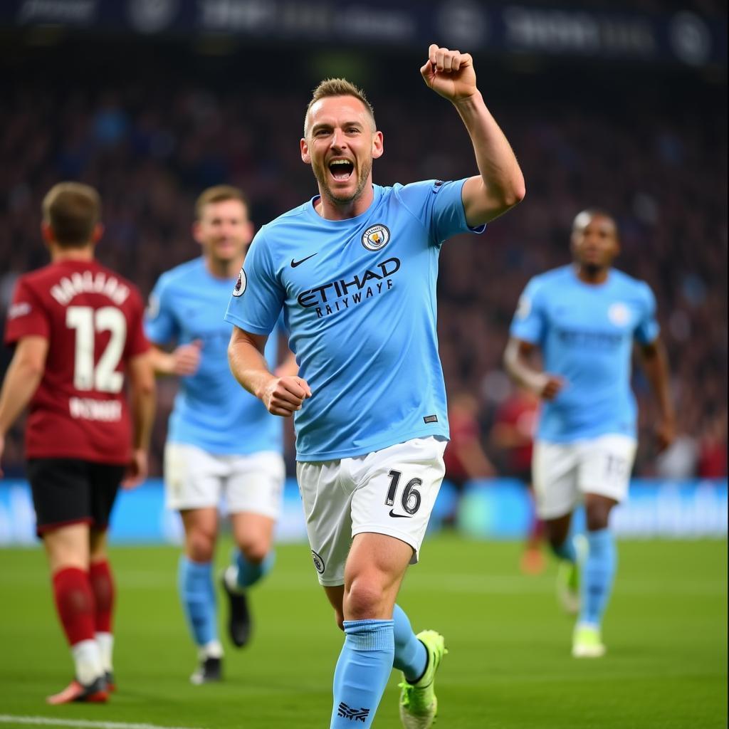 Erling Haaland celebrating a goal for Manchester City