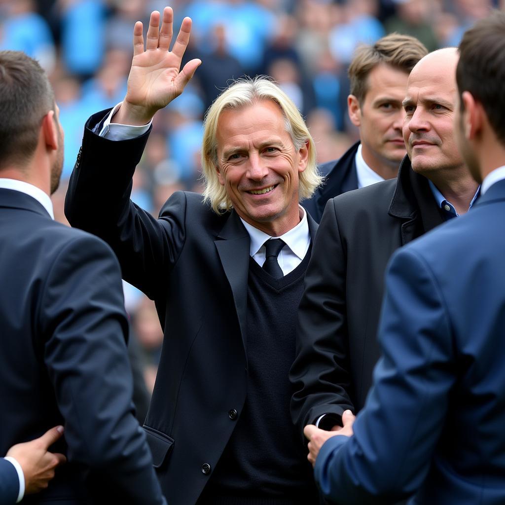 Erling Haaland interacts with Manchester City fans