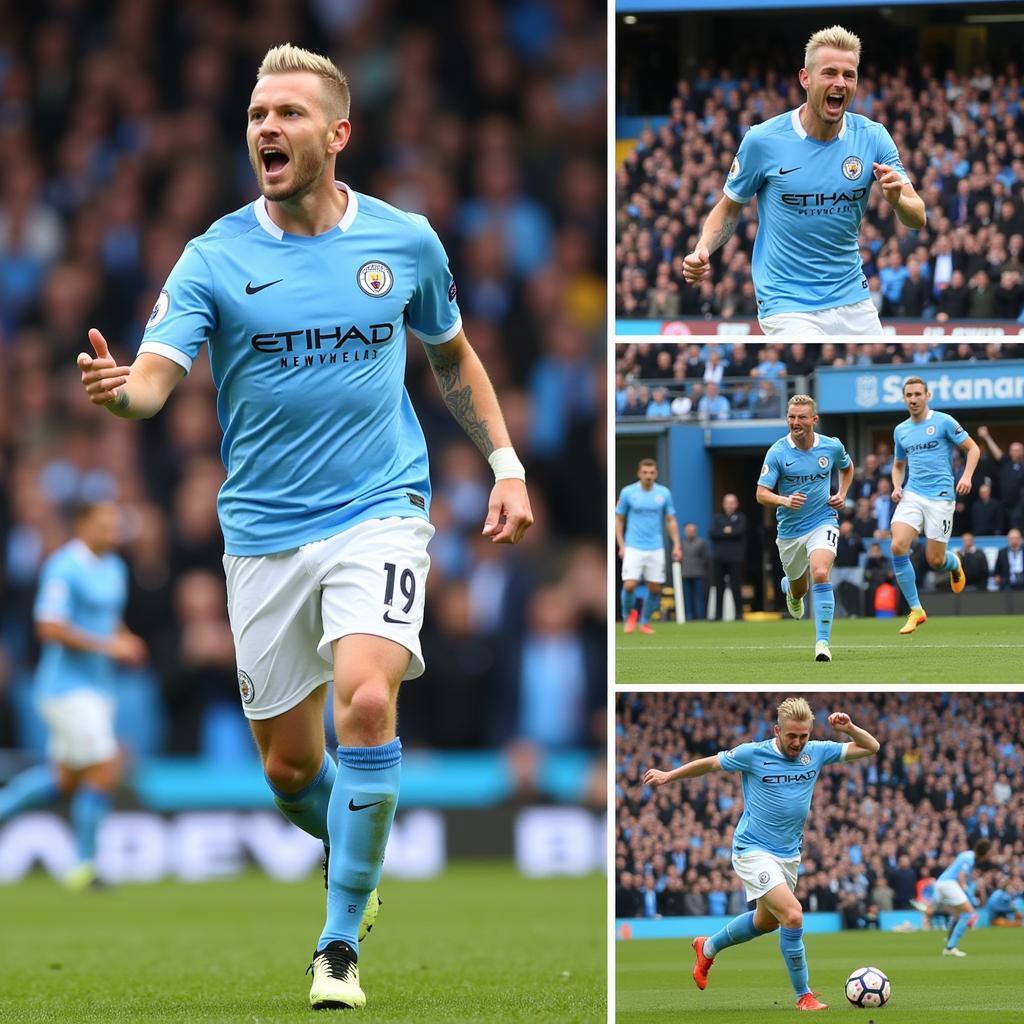 Erling Haaland scoring goals for Manchester City in the Premier League