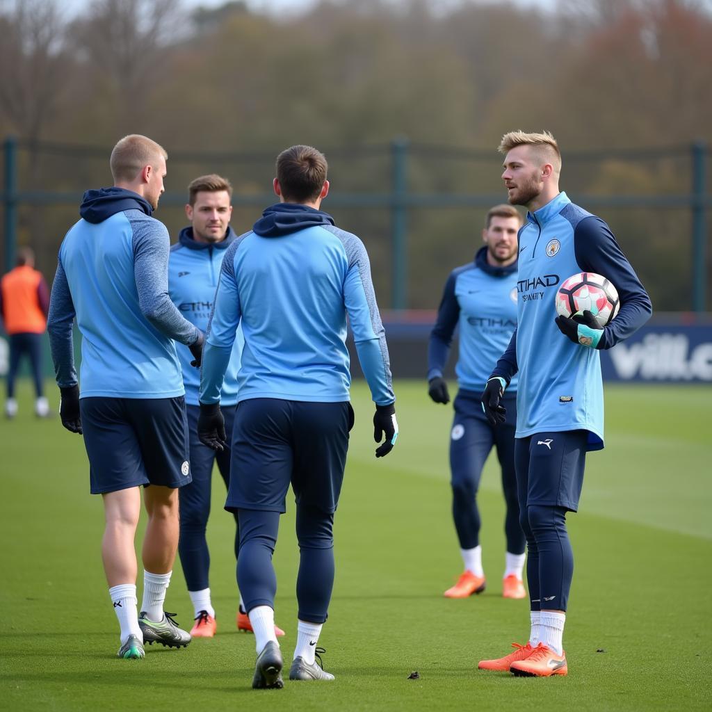 Erling Haaland training with Manchester City teammates