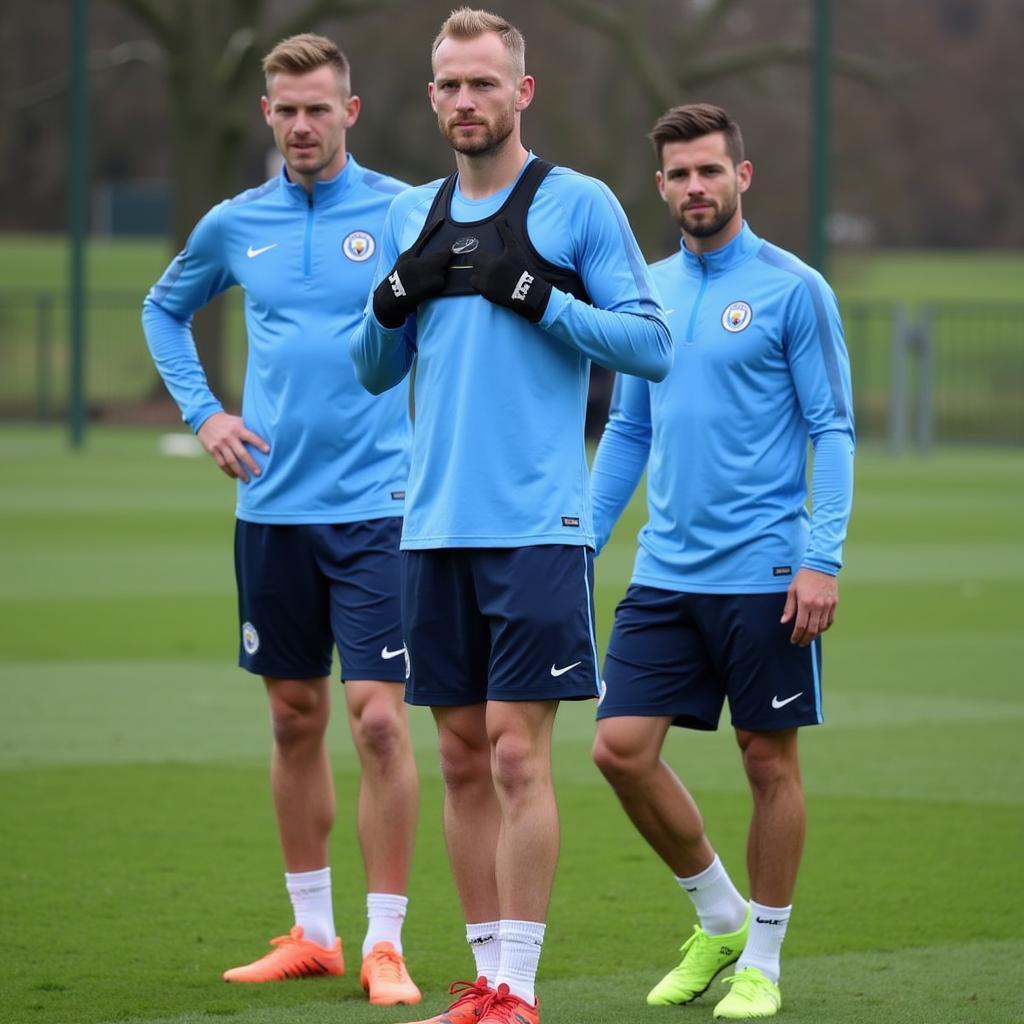 Erling Haaland training with Manchester City teammates